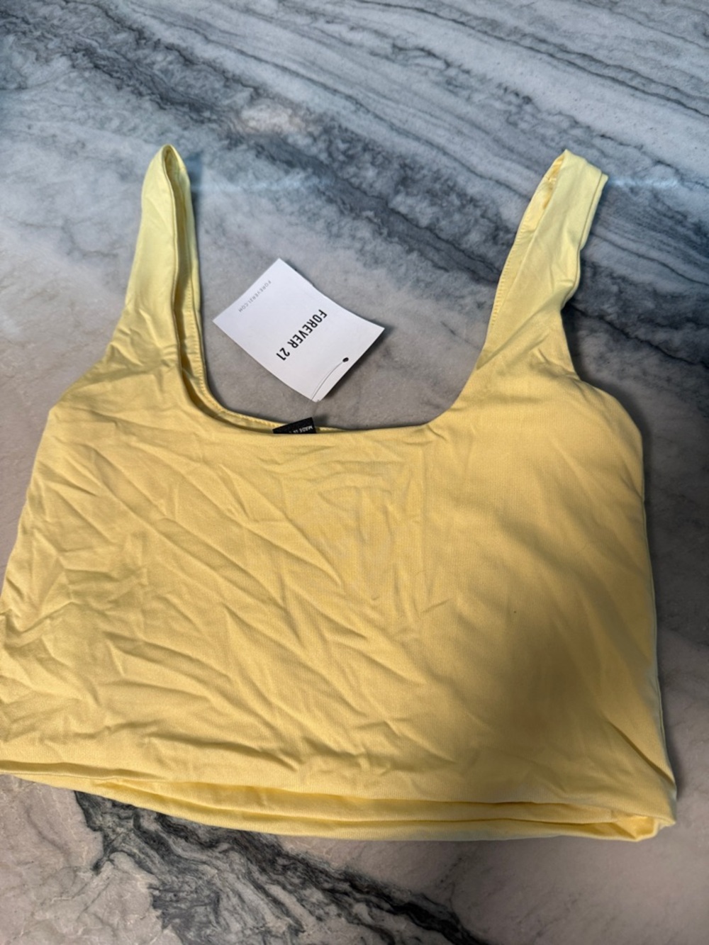 Forever 21 Pale Yellow Scoop Neck Crop Top